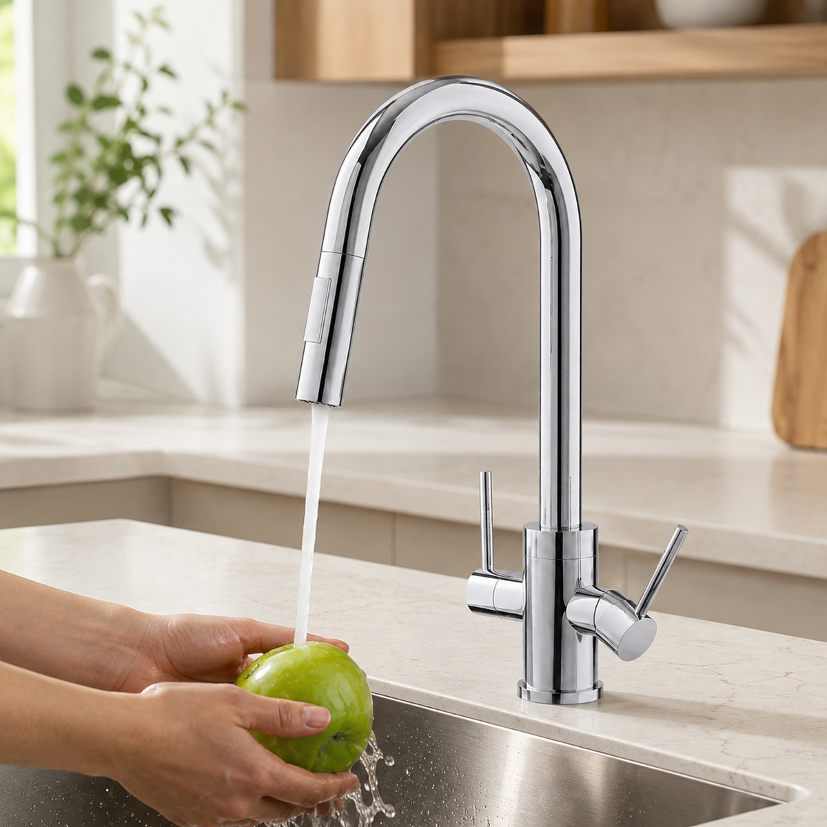 Double Handle Pull Down Kitchen Faucet